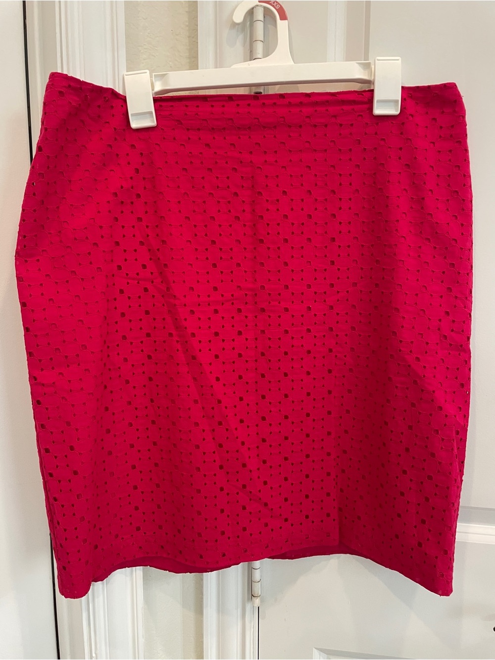 New York & Company Bright Pink Eyelet Pencil Skirt